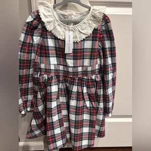 Janie and Jack Tartan Dress with Delicate Lace Trim